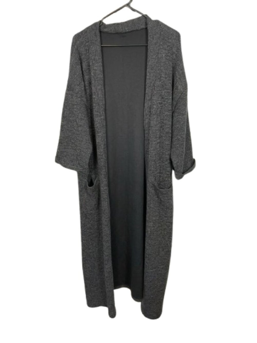Vtg 90s Penningtons Plus Size 4X Charcoal Grey Knit Duster Cardigan Maxi